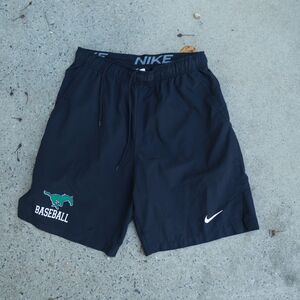 Nike Dri-FIT Baseball Shorts Men's Medium Black Mustang Logo Athletic Gym